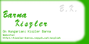 barna kiszler business card